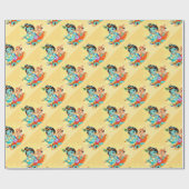 フルートのイラストレーションを遊んでいるKrishnaのインドの神 ラッピングペーパー (フラット)