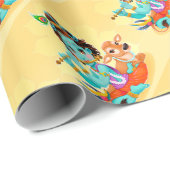 フルートのイラストレーションを遊んでいるKrishnaのインドの神 ラッピングペーパー (ロールコーナー)