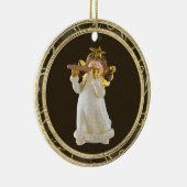 フルートのオーナメントを遊ぶかわいいクリスマスの天使 セラミックオーナメント (右)