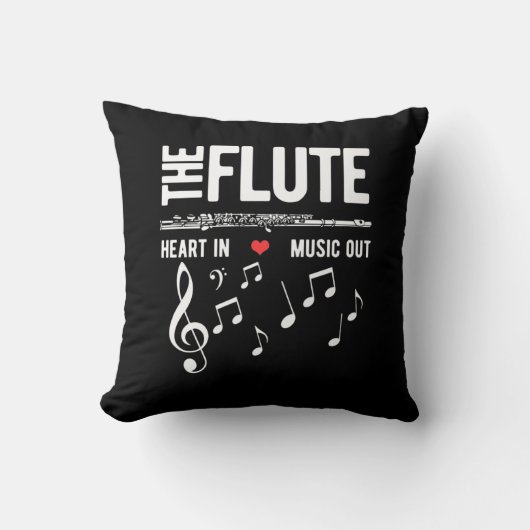 フルートのハート クッション (正面)