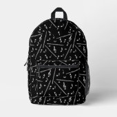 フルートのホワイトミュージックノート プリントバックパック (正面)