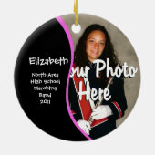 フルートのマーチングバンド写真が大好き セラミックオーナメント (裏面)