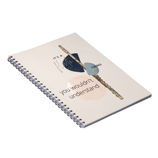 フルートのモノ引用文抽象芸術ピンク&ネイビー ノートブック (右側)