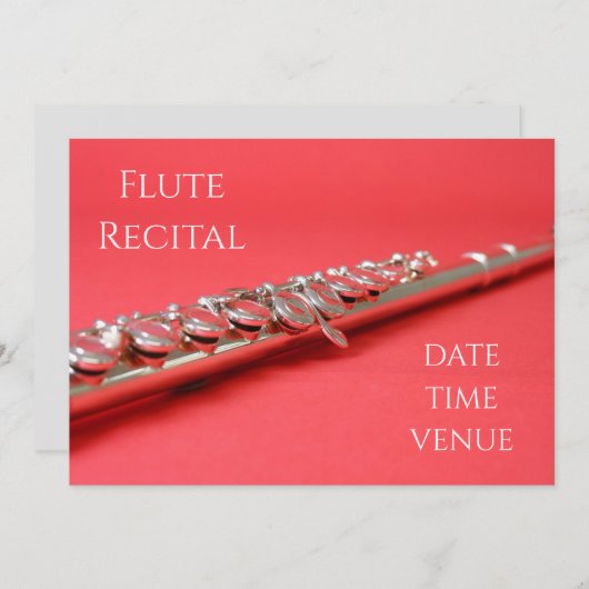 フルートのリサイタルエレガントコンサートの公演 招待状 (正面/裏面)