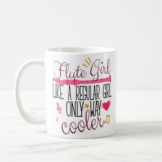 フルートの女の子の方法クーラープレーヤーのおもしろいなコーヒー・マグバンド コーヒーマグカップ (左)