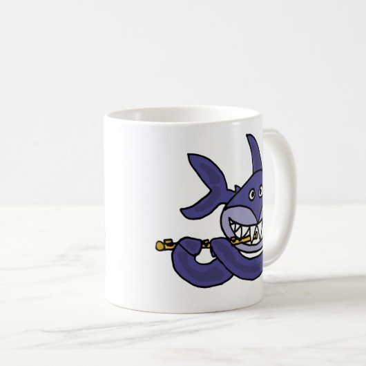 フルートの漫画を遊んでいるおもしろいな鮫 コーヒーマグカップ (正面右)