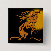 フルートの遊ココペリ·メリーメーカーミュージシャン 缶バッジ (正面)