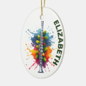 フルートの選手のクリスマス。名前をカスタムする セラミックオーナメント (左)