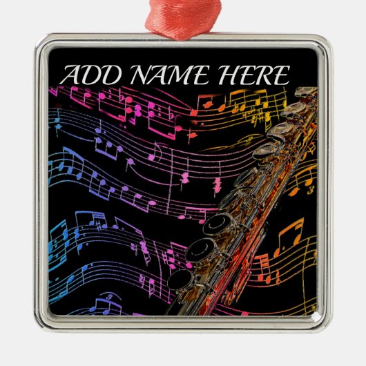 フルートは私のパッションメタルオーナメント メタルオーナメント (正面)