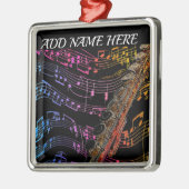 フルートは私のパッションメタルオーナメント メタルオーナメント (左)