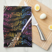 フルートは私の情熱_ キッチンタオル (四つ折り)