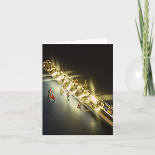 フルートまたはフルート奏者の挨拶状かメッセージカード シーズンカード (正面)