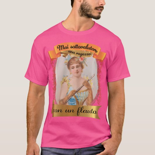 フルートを持つ女性の少女 Tシャツ (正面)