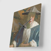 フルートを持つ若い女の子, c.1665-70 スクエア壁時計 (傾斜)