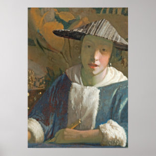 フルートを持つ若い女の子、c.1665-70 ポスター