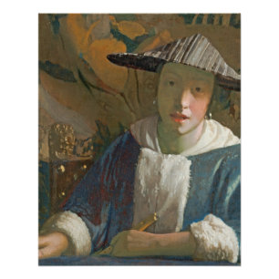 フルートを持つ若い女の子、c.1665-70 ポスター