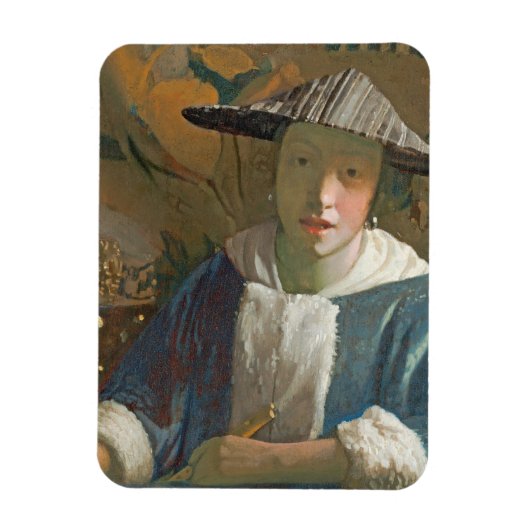 フルートを持つ若い女の子, c.1665-70 マグネット (縦)