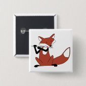 フルートを演奏しているキツネ 缶バッジ (正面&裏面)