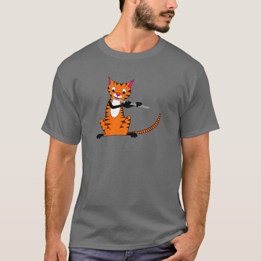 フルートを演奏しているトラ Tシャツ (正面)