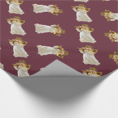 フルートを演奏するかわいいクリスマスの天使 ラッピングペーパー (角)