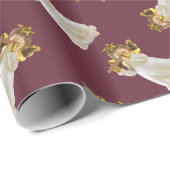 フルートを演奏するかわいいクリスマスの天使 ラッピングペーパー (ロールコーナー)