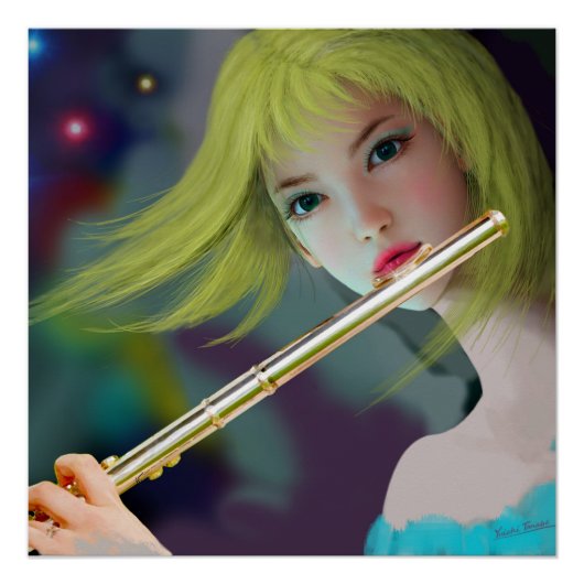 フルートを演奏する少女 2 ポスター (正面)