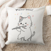 フルートを演奏する猫のクッション クッション (ブランケット)