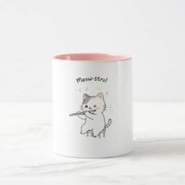 フルートを演奏する面白い猫のマグカップ マグカップ