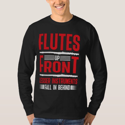 フルートアップフロントレッサー楽器秋の背後 Tシャツ (正面)