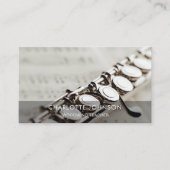 フルートウッドウィンドエレガントモダン先生ブラック&ホワイト 名刺 (正面)