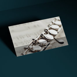 フルートウッドウィンドエレガントモダン先生ブラック&ホワイト 名刺