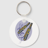 フルートエレガントデュエット音楽ミュージカル楽器 キーホルダー (正面)