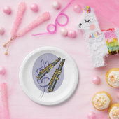 フルートエレガントデュエット音楽ミュージカル楽器 ペーパープレート (パーティー)