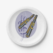 フルートエレガントデュエット音楽ミュージカル楽器 ペーパープレート (正面)