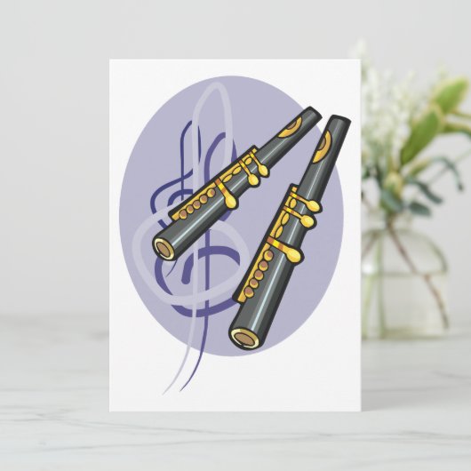 フルートエレガントデュエット音楽ミュージカル楽器 招待状 (スタンド正面)