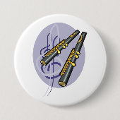 フルートエレガントデュエット音楽ミュージカル楽器 缶バッジ (正面)