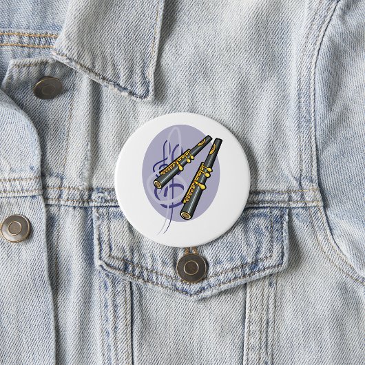 フルートエレガントデュエット音楽ミュージカル楽器 缶バッジ