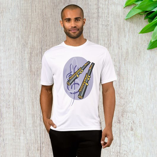 フルートエレガントデュエット音楽ミュージカル楽器 Tシャツ