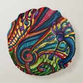 フルートカラフルを持つココペリダンサー、南西 ラウンドクッション (裏面)