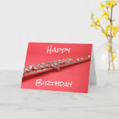 フルートクラシカル音楽楽器誕生日 カード (黄色い花)