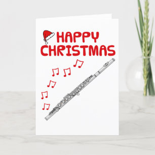 フルートクリスマスカードフルートウッドウィンドミュージシャン サンキューカード