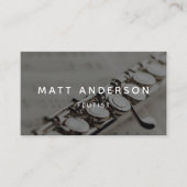 フルートスタイリッシュミュージシャンミニマル白黒 名刺 (正面)