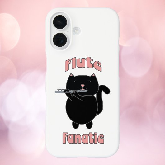 フルートファナティックピンクの黒猫かわいい Case-Mate iPhoneケース