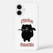 フルートファナティックピンクの黒猫かわいい Case-Mate iPhoneケース (裏面)