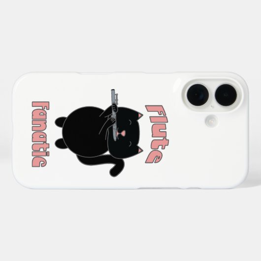 フルートファナティックピンクの黒猫かわいい Case-Mate iPhoneケース (裏面 (横))
