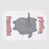 フルートファンティックミュージカルグレーキャットピンク ゴルフタオル (横)