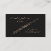 フルートブラック&金ゴールド エレガント 名刺 (正面)