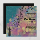 フルートプレーヤーのこうもりのバーの(ユダヤ教の)バル・ミツバーの招待状 招待状 (正面/裏面)