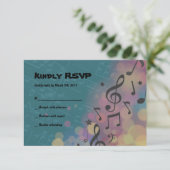 フルートプレーヤーのバルミツワーの招待状の応答カード 出欠カード (スタンド正面)