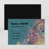 フルートプレーヤーのバルミツワーの招待状の応答カード 出欠カード (正面/裏面)